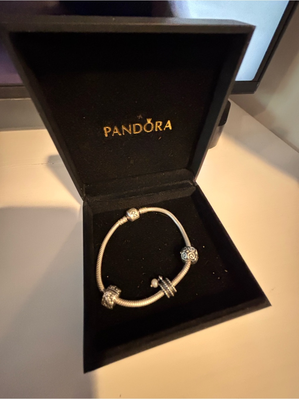 Pandora Silver Snake Chain Bracelet  Charms